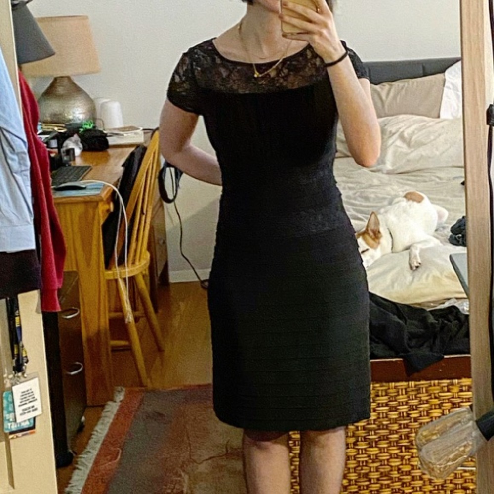 Adrianna Papell lace black dress Petite size 6